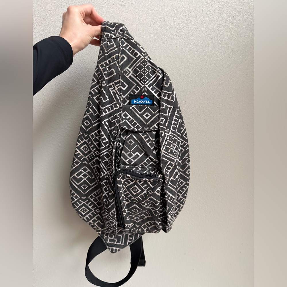 Kavu Rope Collection Geometric Dark Gray and White Sling adjustable Backpack Bag